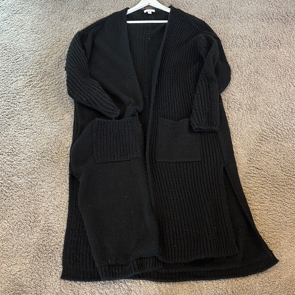 Women's Black Open-Front Sweater